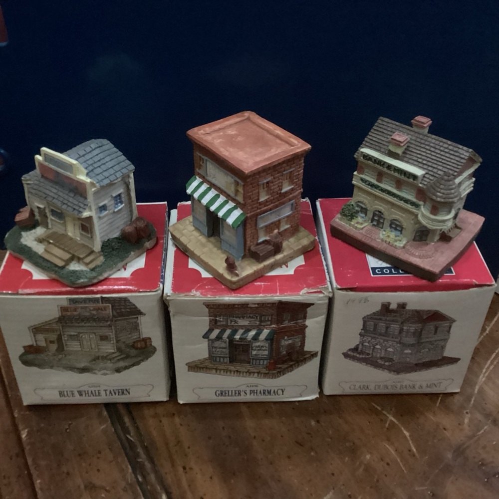 Lot of 3 The Americana Collection Liberty falls 1991 Tavern, Pharmacy, Bank